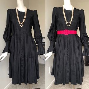Co Black Cotton Pleated Sheath Swing Dress Size S